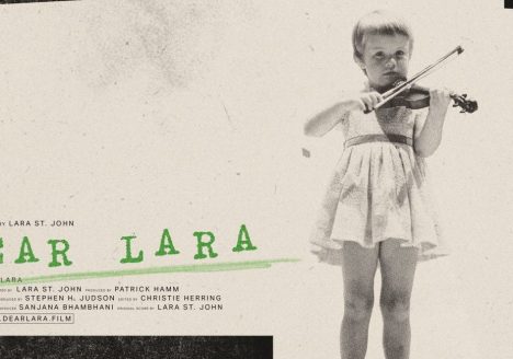 Dear Lara poster with child playing violin